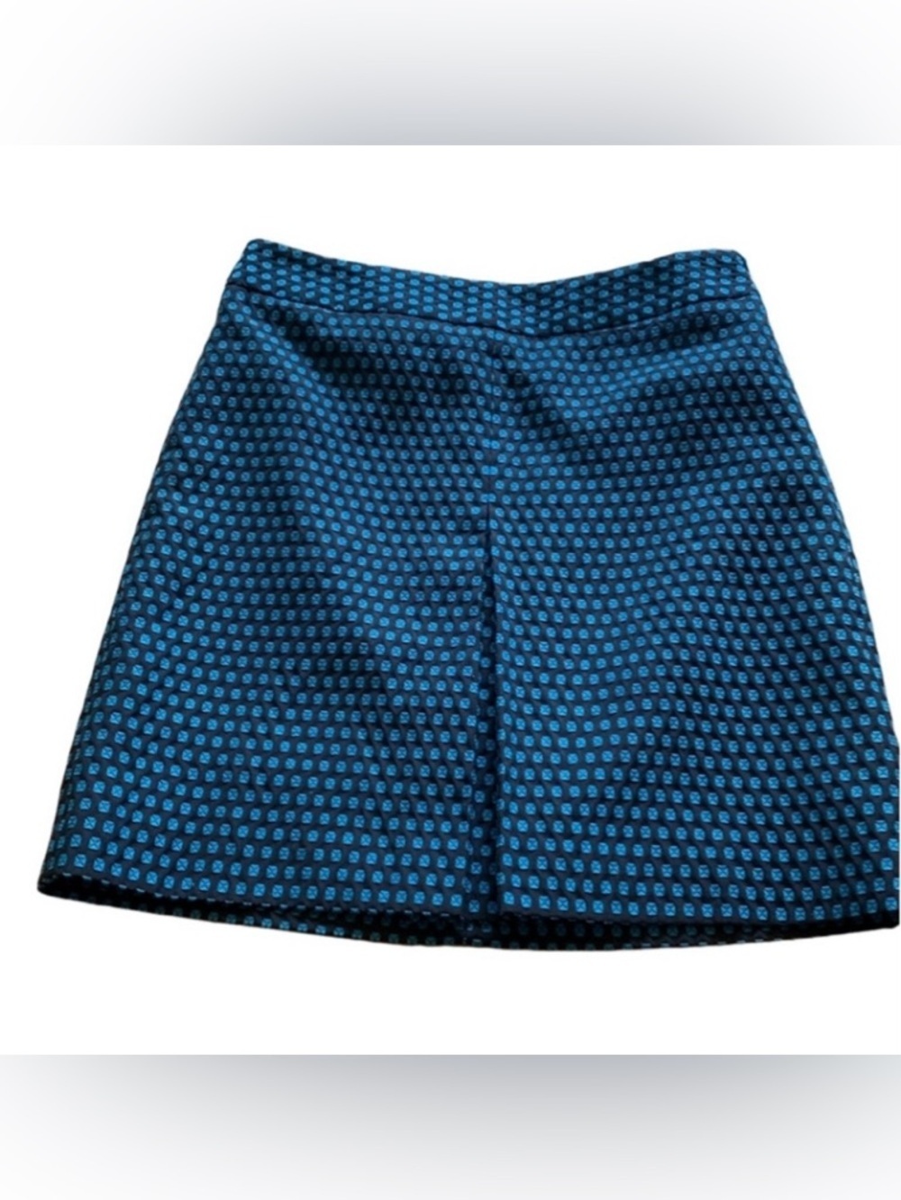 LOFT Blue & Black Squares Lined Pencil Skirt -Front Split Panel Design. Size 2P.